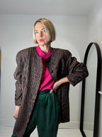 Animal print collarless jacket