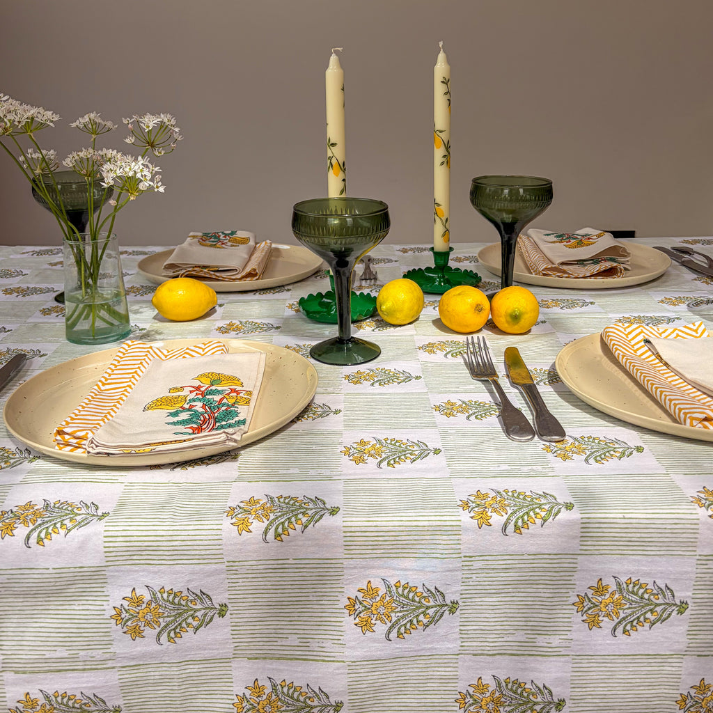 NEW LUNA MOSS hand block printed tablecloth