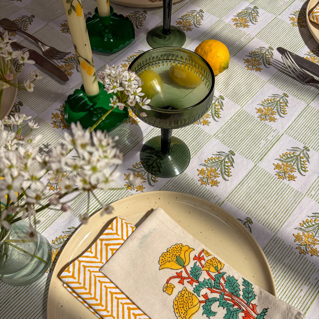 NEW LUNA MOSS hand block printed tablecloth