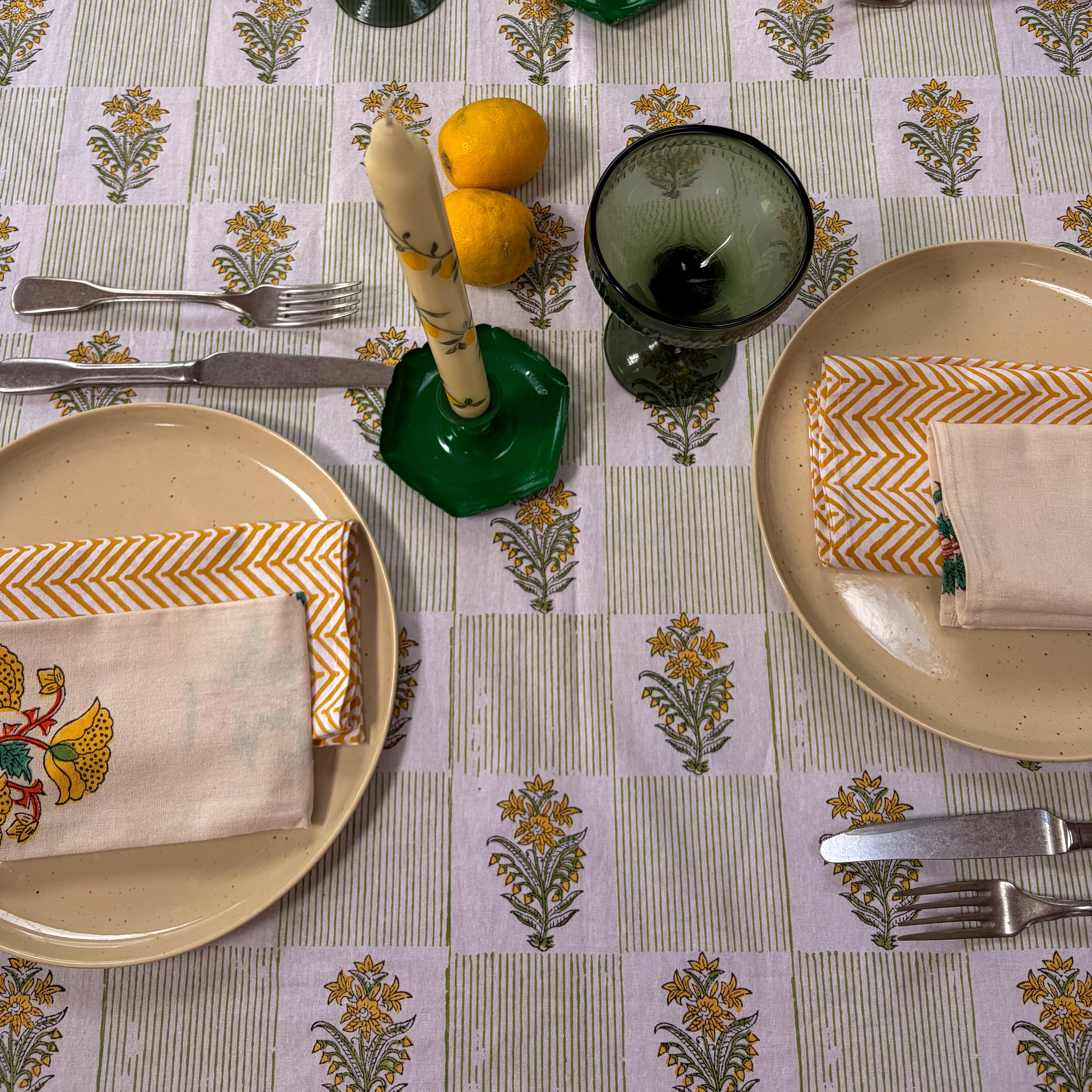 NEW LUNA MOSS hand block printed tablecloth