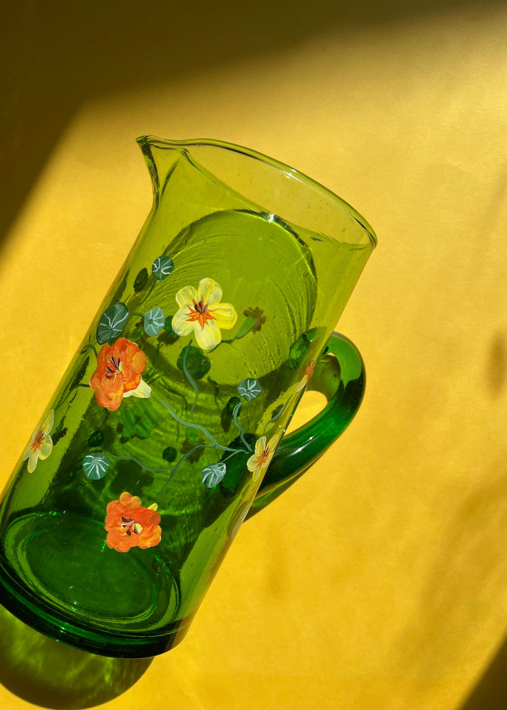 Nasturtium green recycled glass jug