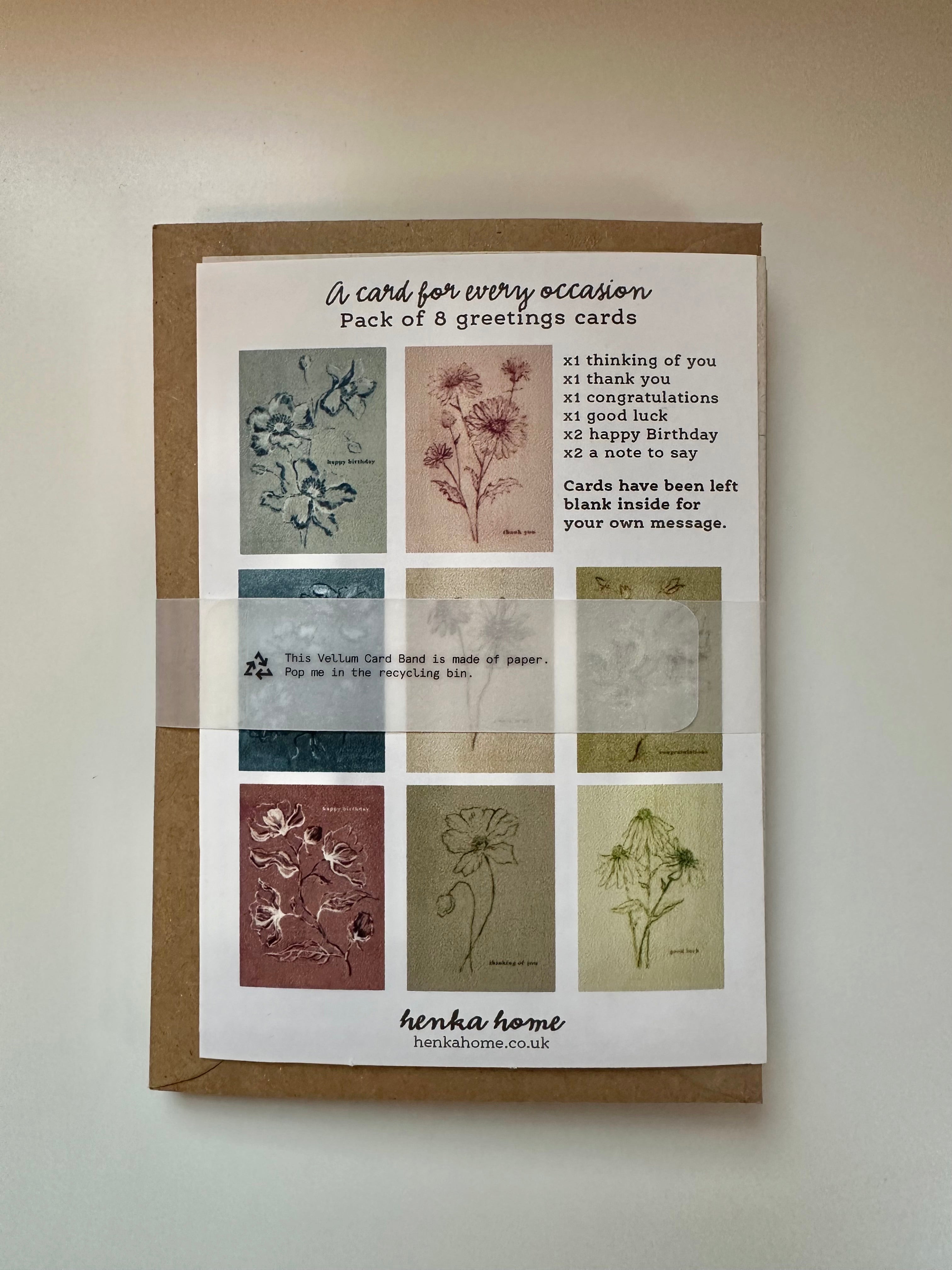 'A CARD FOR EVERY OCCASION' - PACK OF 8 GREETINGS CARDS