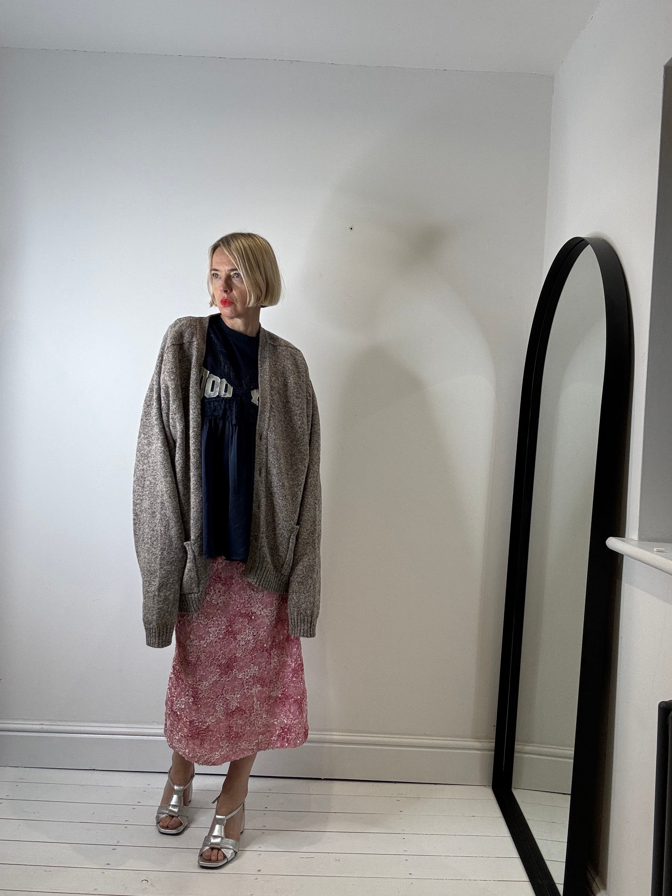 Flecked wool grandad cardigan