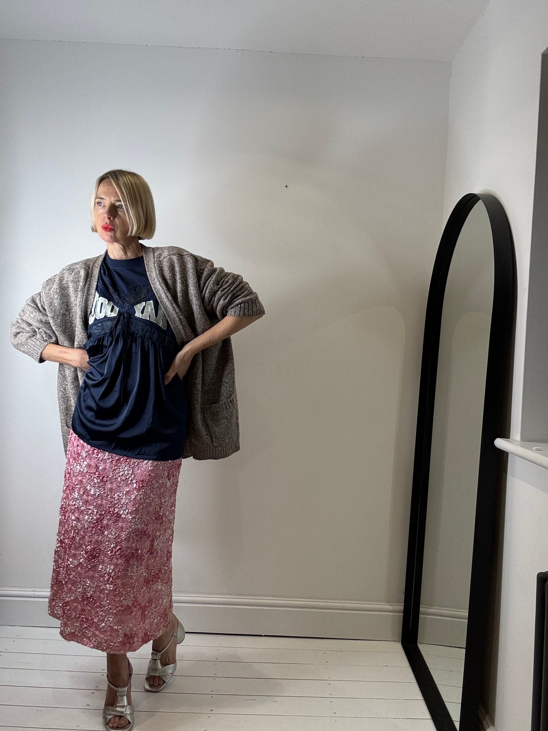 Sequin & applique ribbon skirt