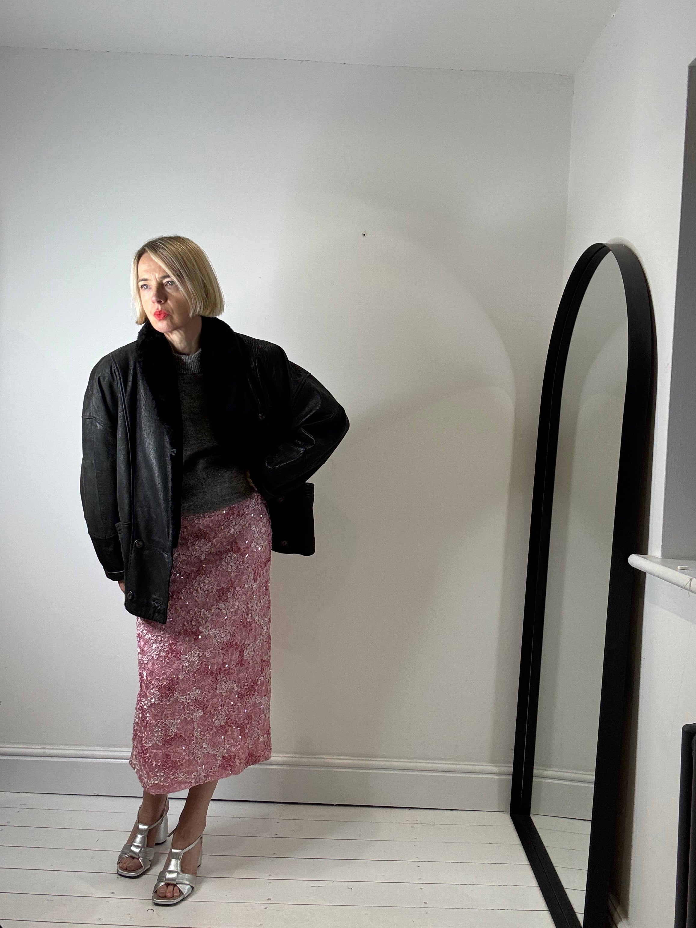 Sequin & applique ribbon skirt