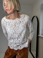 JOIE cotton & nylon guipure lace blouse