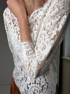 JOIE cotton & nylon guipure lace blouse