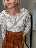 JOIE cotton & nylon guipure lace blouse