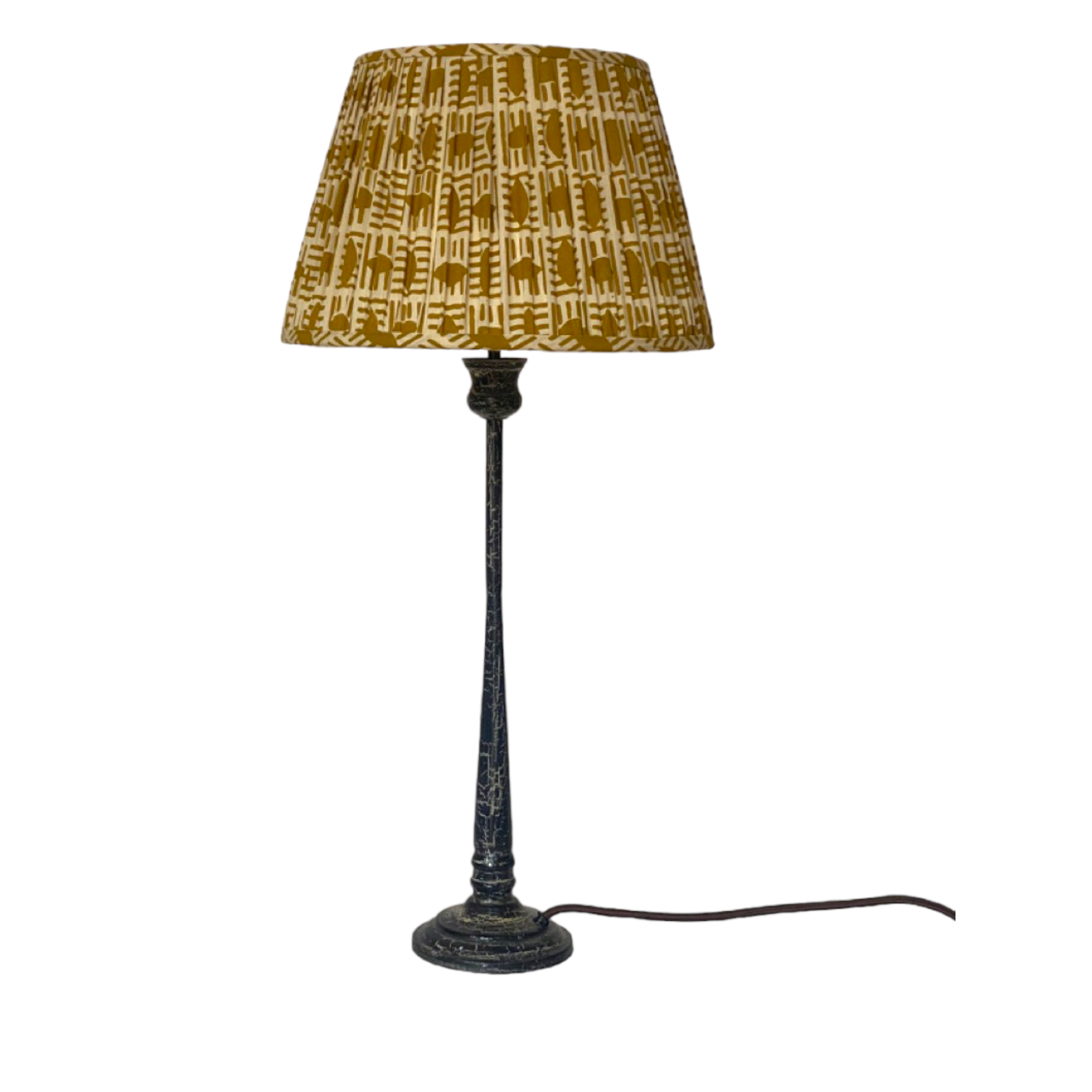 Handmade Yellow Brick Block Printed Cotton Lampshade