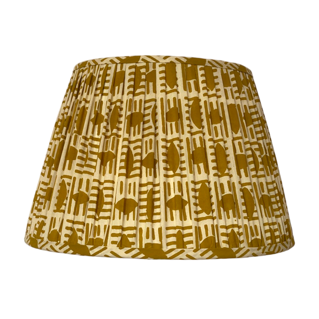 Handmade Yellow Brick Block Printed Cotton Lampshade