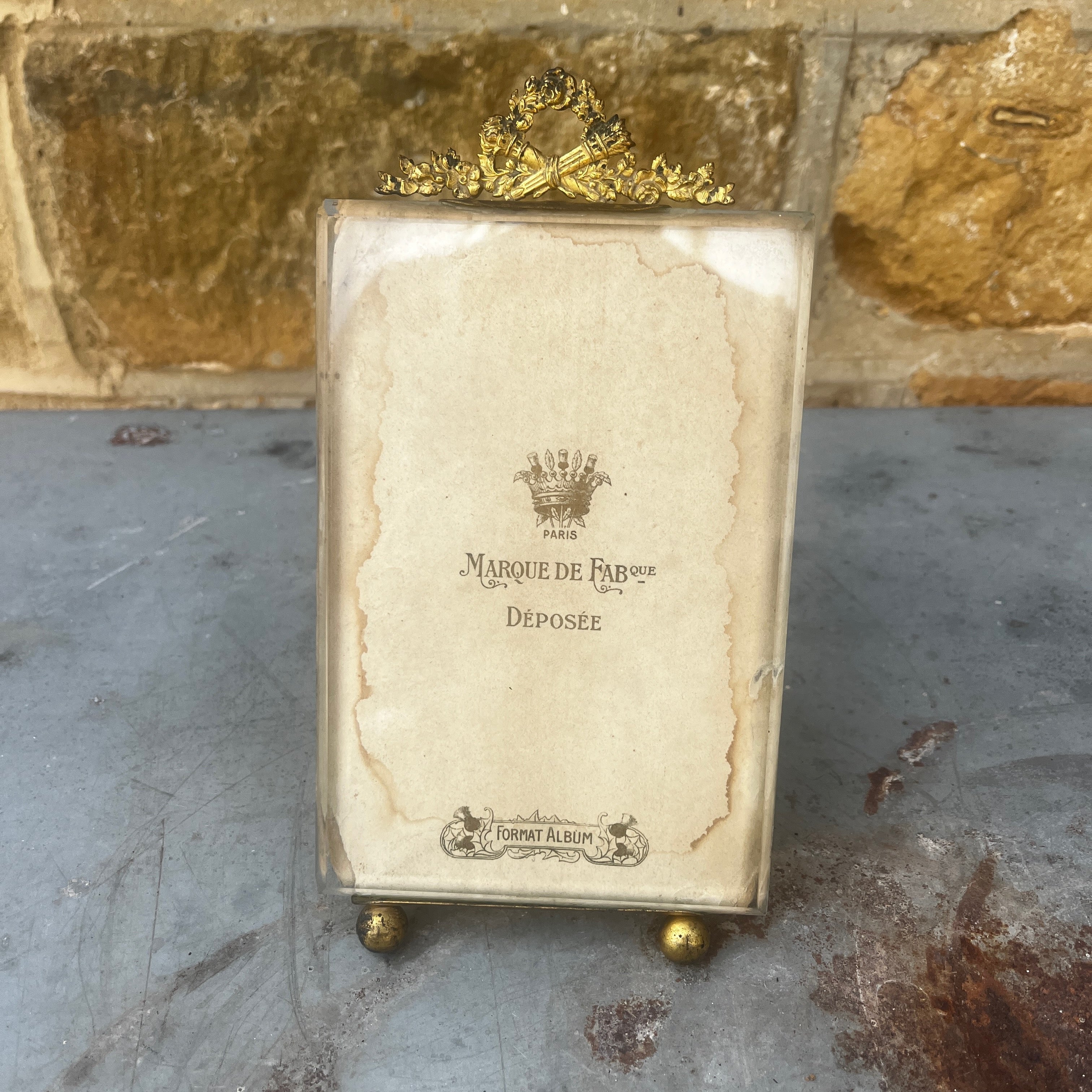 Antique French Ormolu and Glass Photo Frame