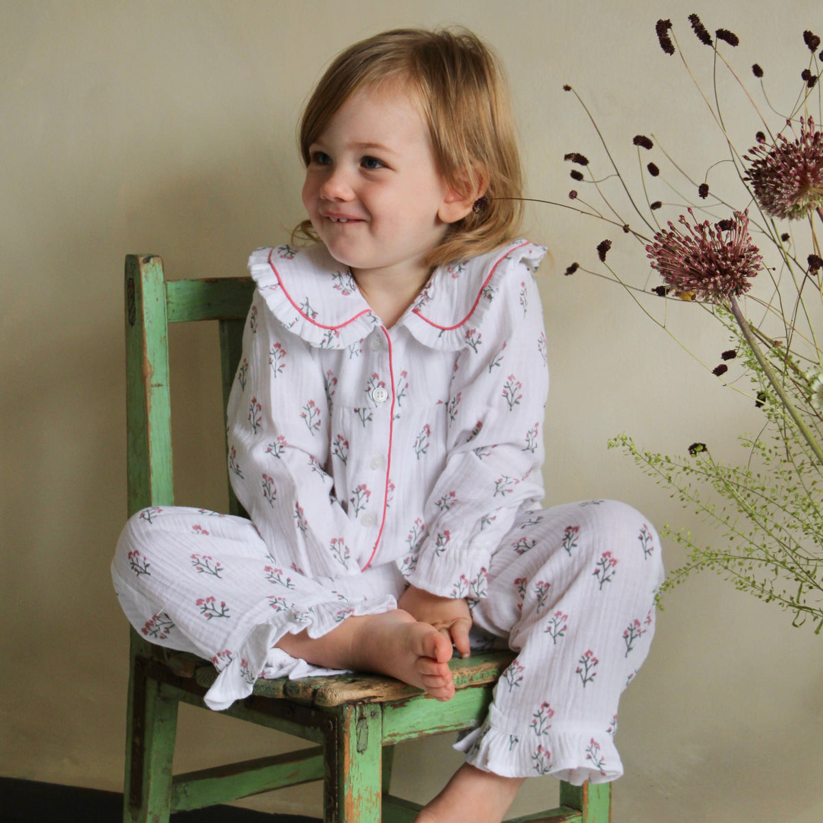Marnie Pink & Green Little Muslin Pyjamas