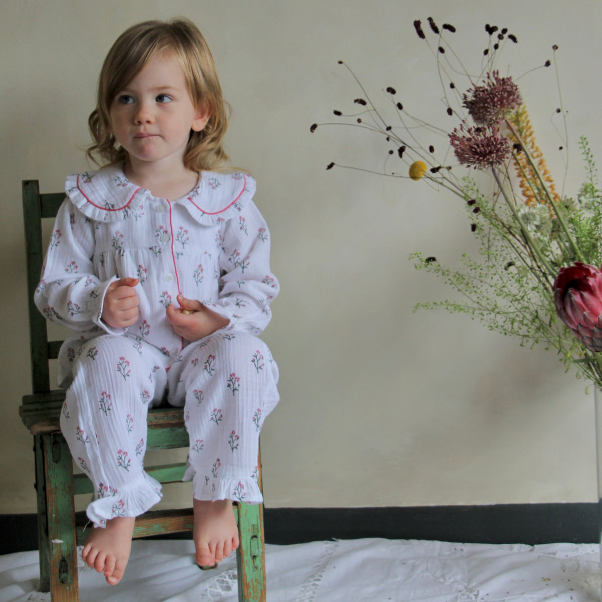 Marnie Pink & Green Little Muslin Pyjamas