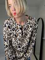Leopard print crepe blouse