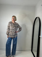 Leopard print crepe blouse