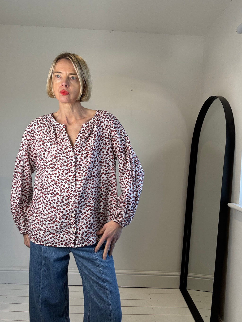 Printed smock blouse