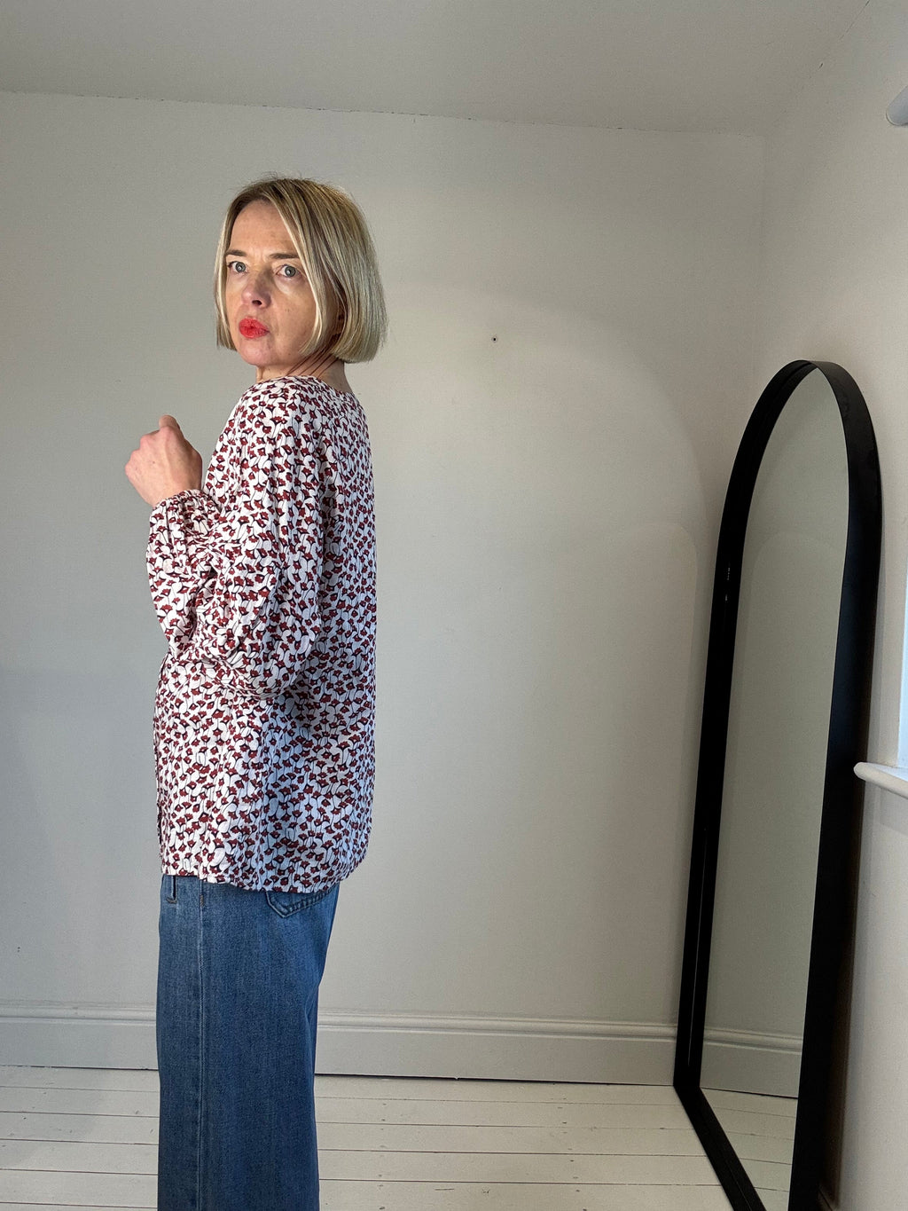 Printed smock blouse