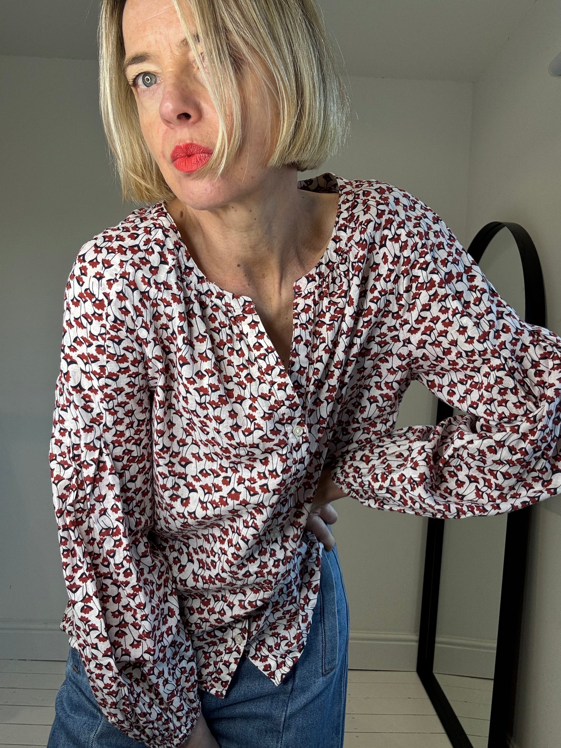 Printed smock blouse