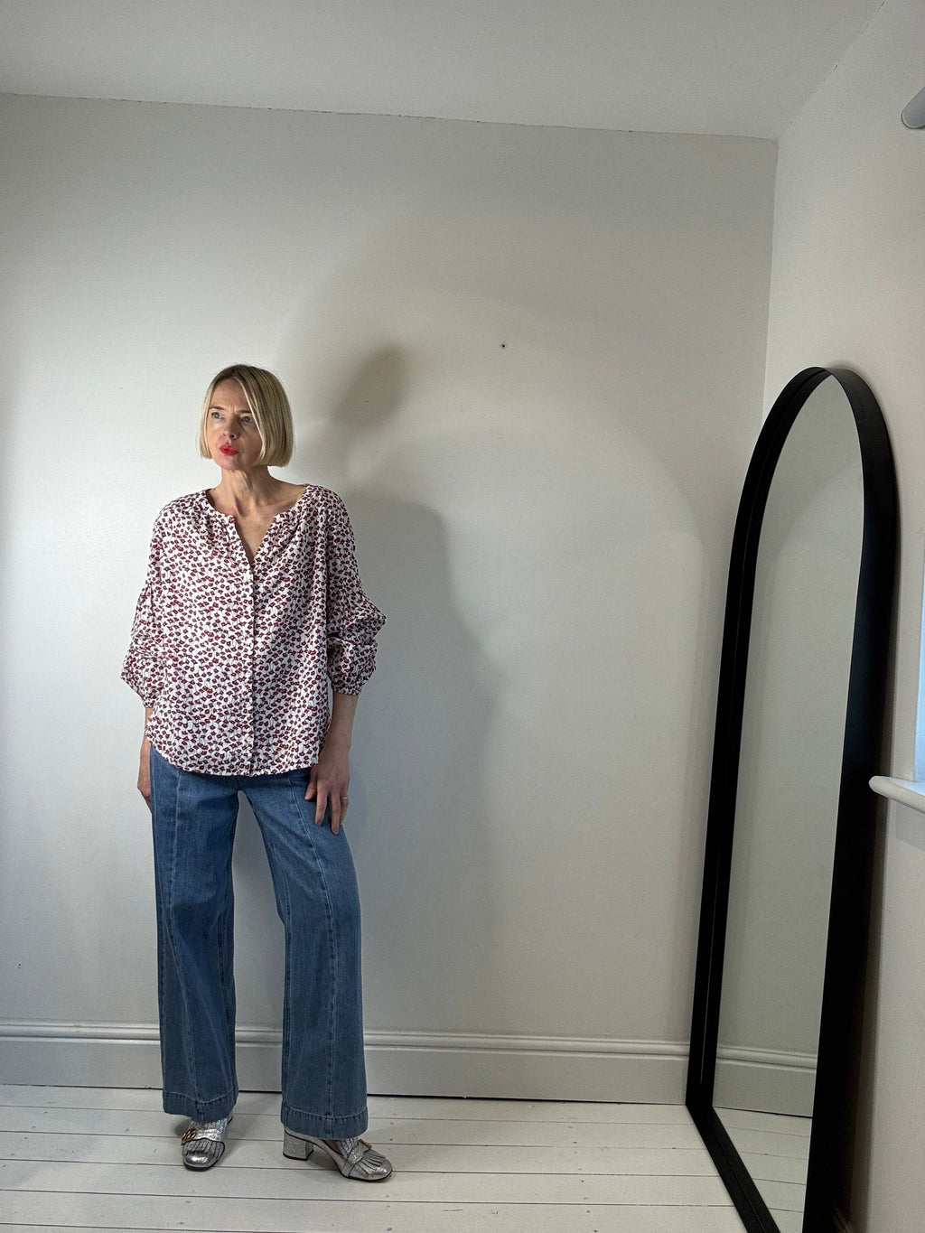 Printed smock blouse