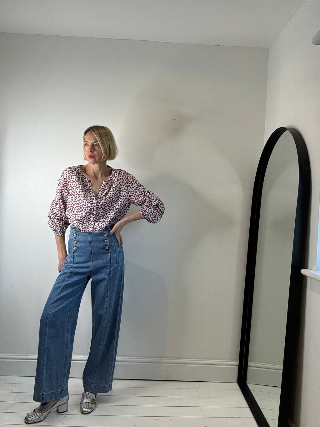 Printed smock blouse