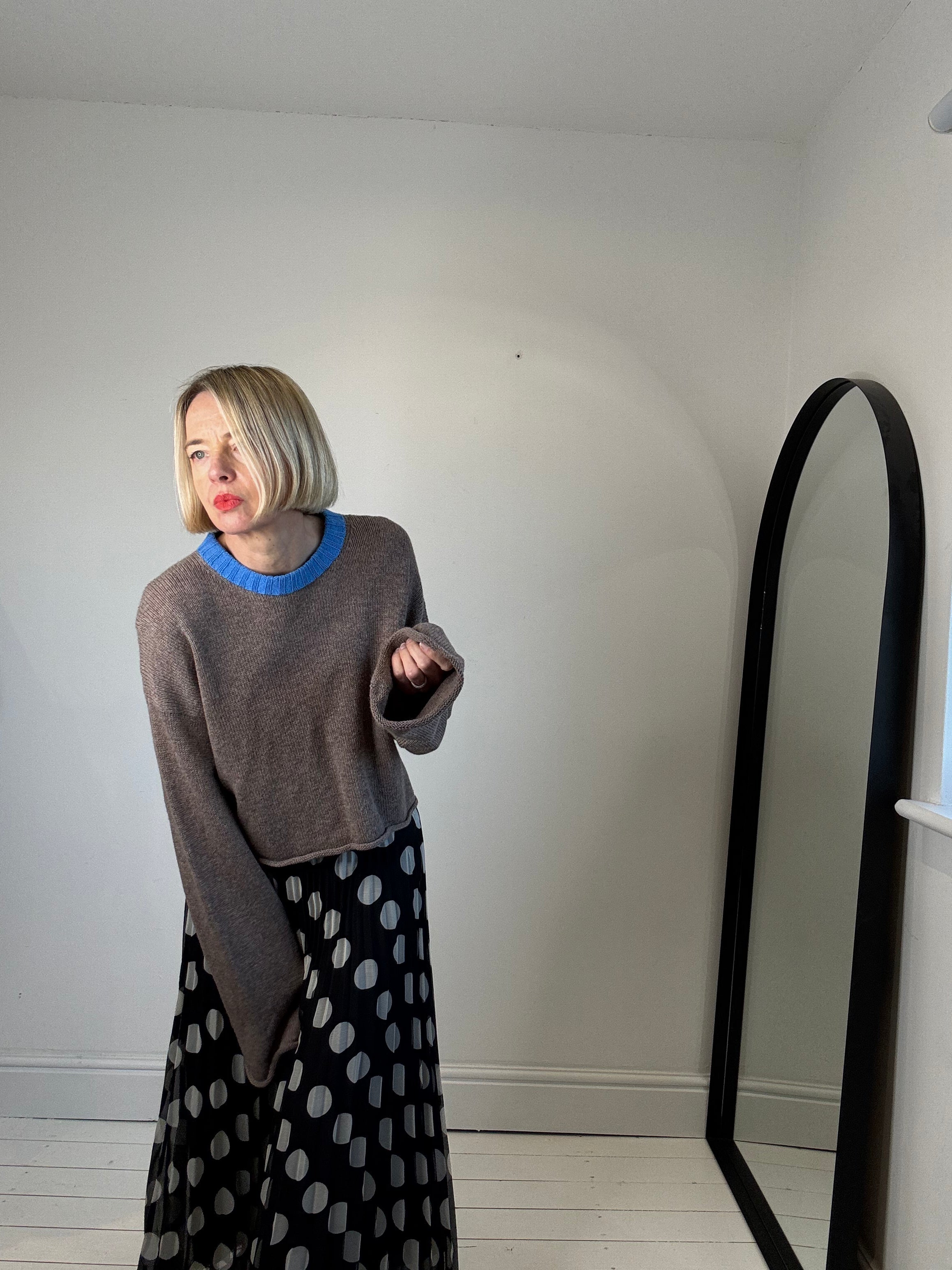 Polka dot pleated skirt