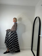 Polka dot pleated skirt