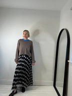 Polka dot pleated skirt
