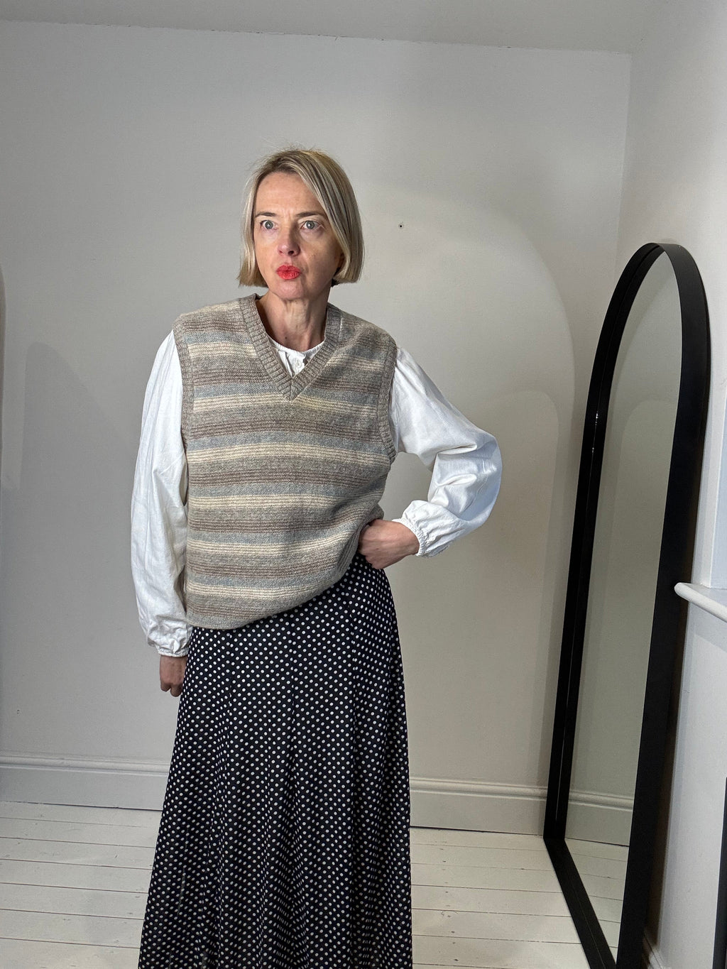 Polka dot midi skirt