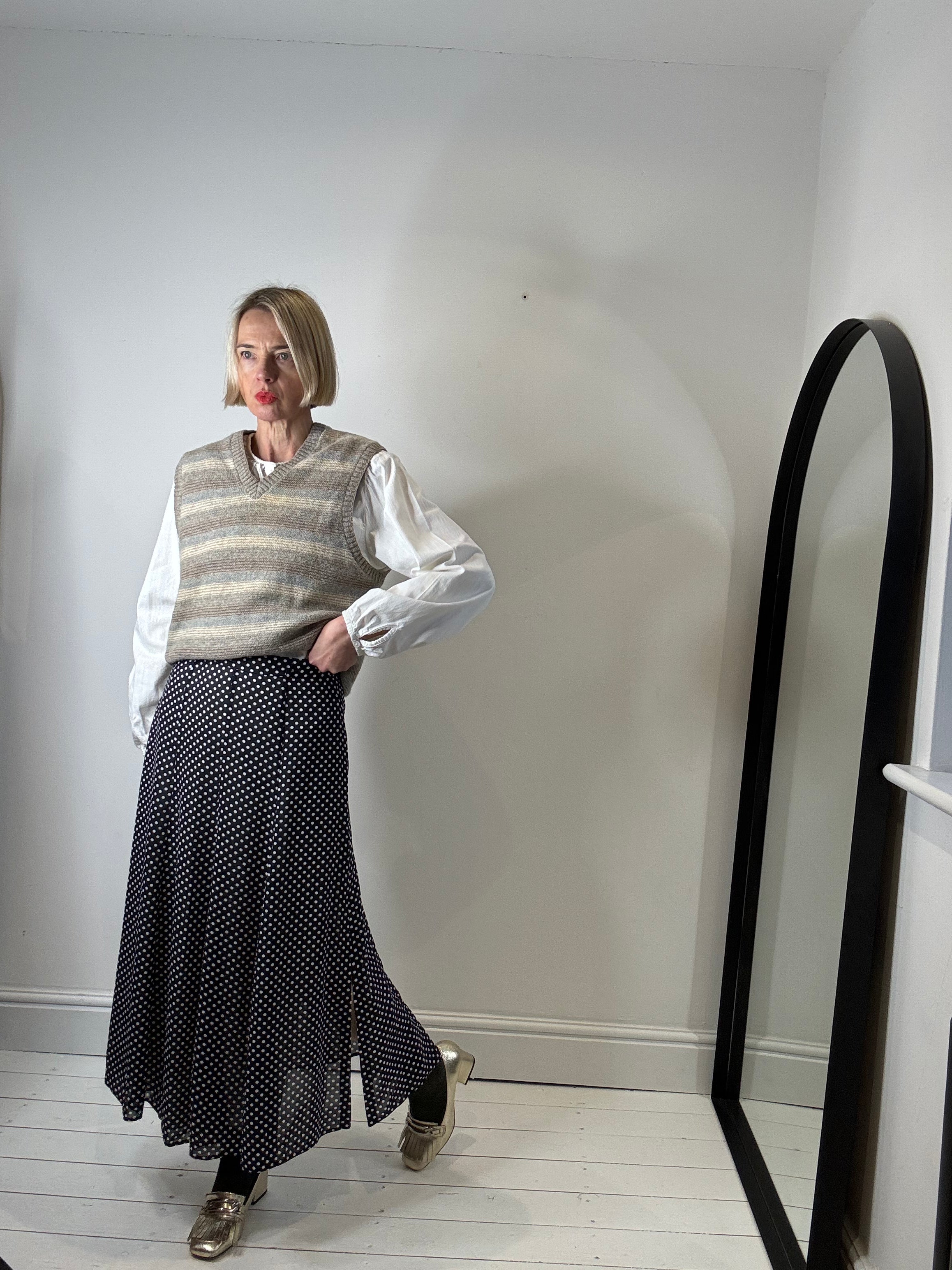 Polka dot midi skirt