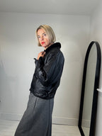 Leather & shearling aviator
