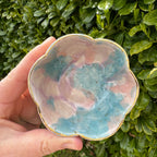 Pastel colour glazed ceramic flower shaped bowls
