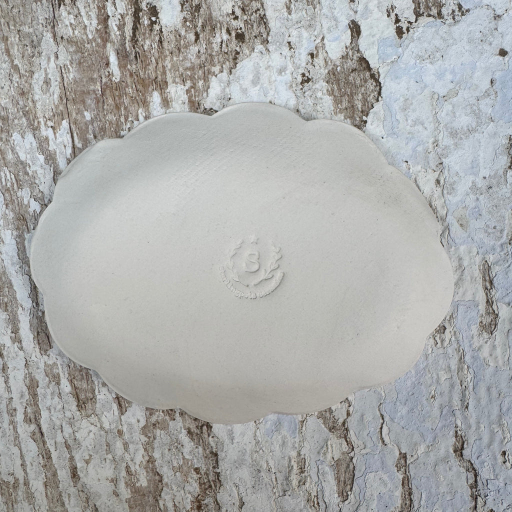 White porcelain scalloped edge trinket and soap dish