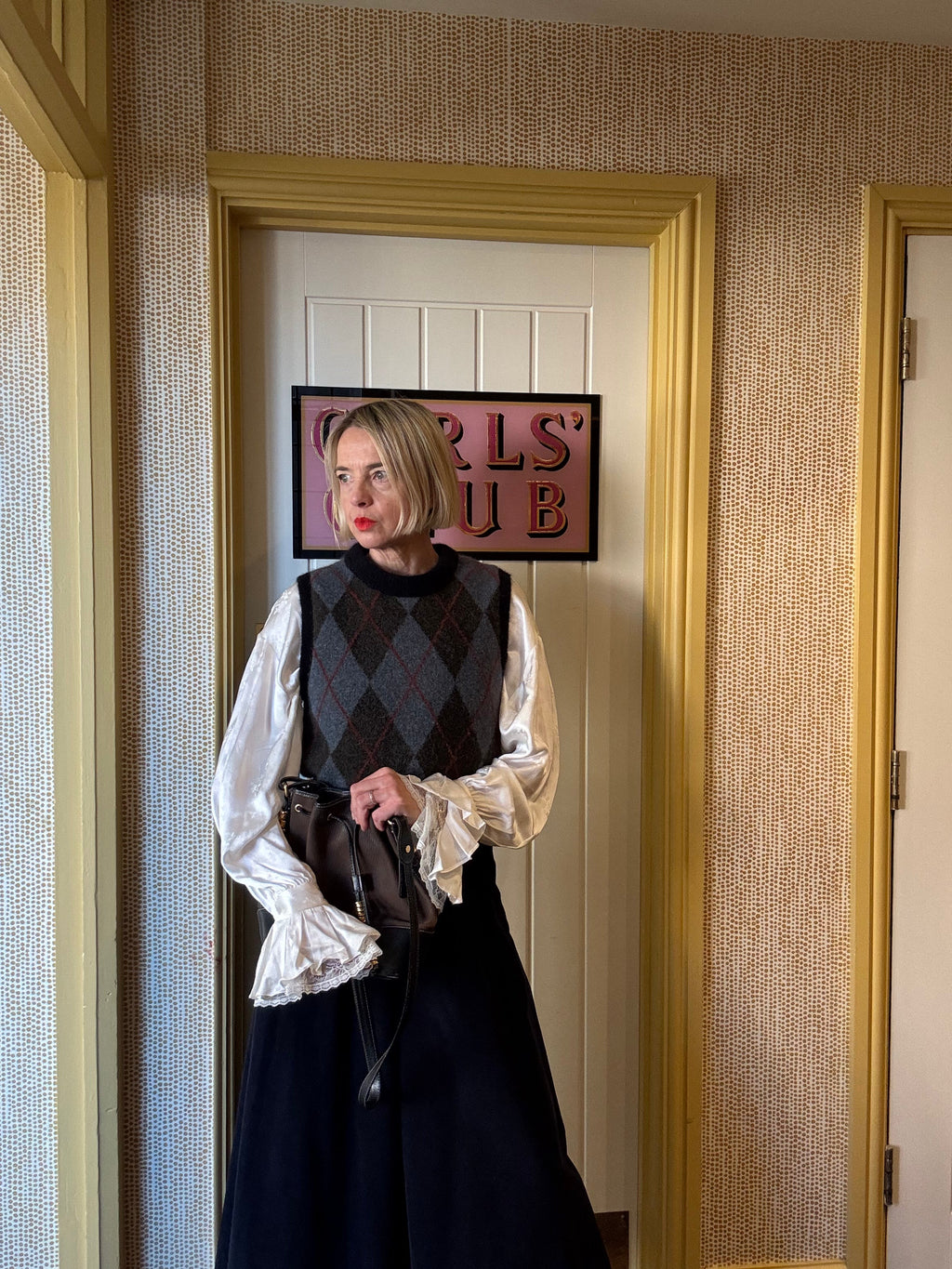 Luxe satin jacquard blouse
