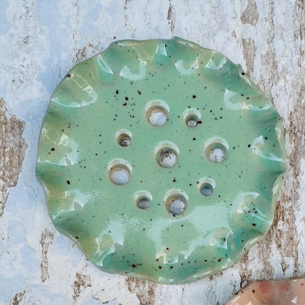 Flower frog ceramic vase topper to arrange stem flowers beautifully
