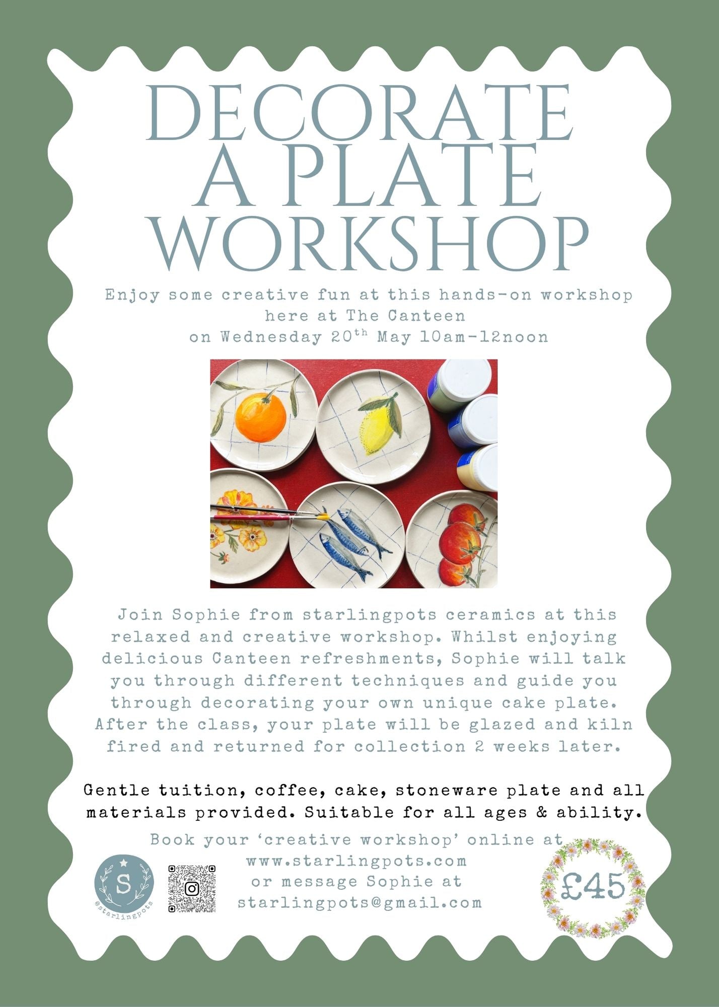 Ceramic Plate Decorating Workshop Morning in Nailsworth