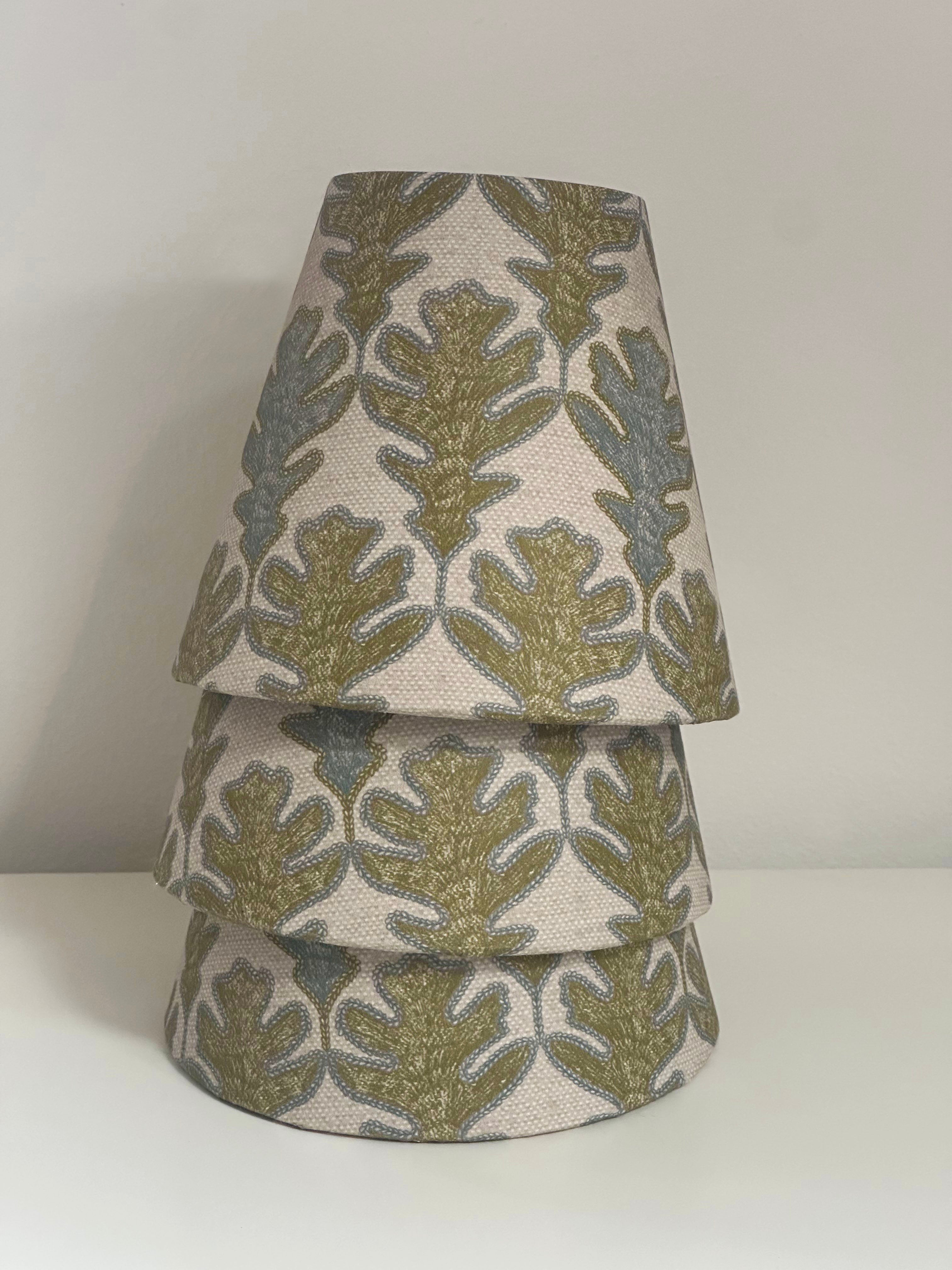 CANDLE CLIP LAMPSHADE ~ BROADLEAF FLAX FLOWER/MOSS