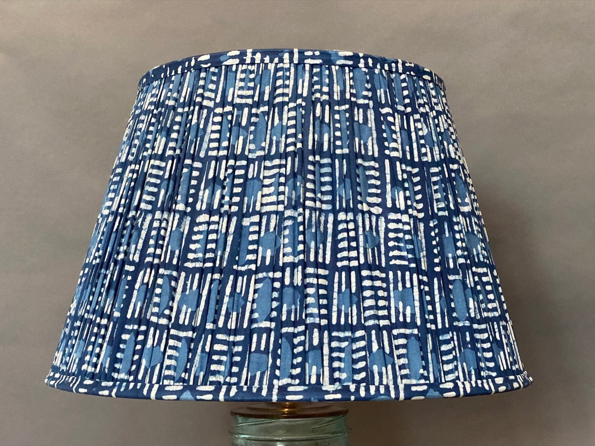 Handmade Indigo Brick Block Printed Cotton Lampshade