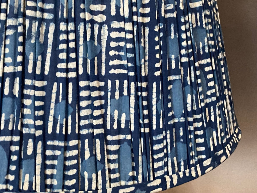 Handmade Indigo Brick Block Printed Cotton Lampshade