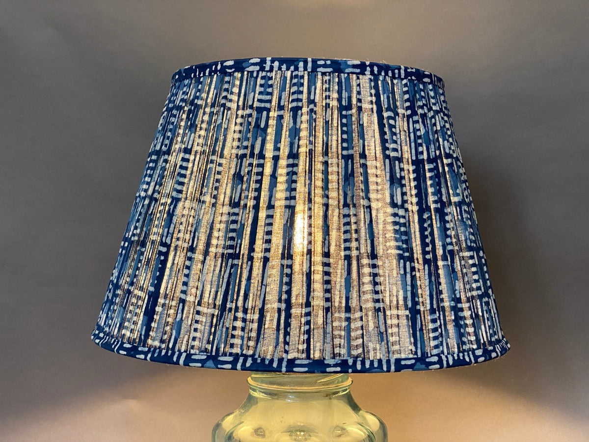 Handmade Indigo Brick Block Printed Cotton Lampshade