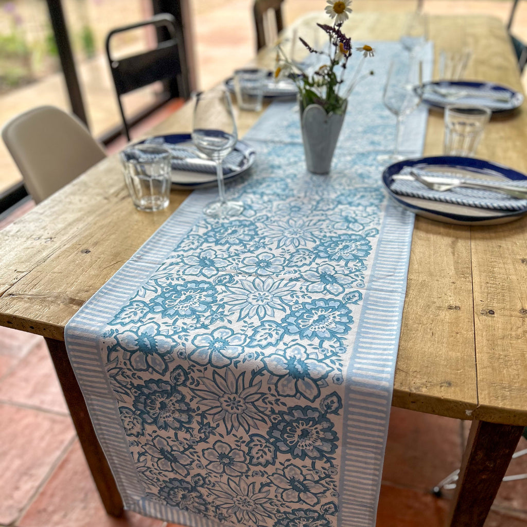 NEW MEADOW SOFT PINK hand block printed runner