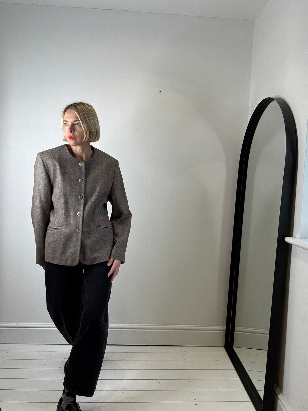 VINTAGE collarless jacket