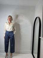COS cotton twill barrel leg tailored trousers