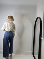 COS cotton twill barrel leg tailored trousers