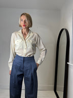 COS cotton twill barrel leg tailored trousers