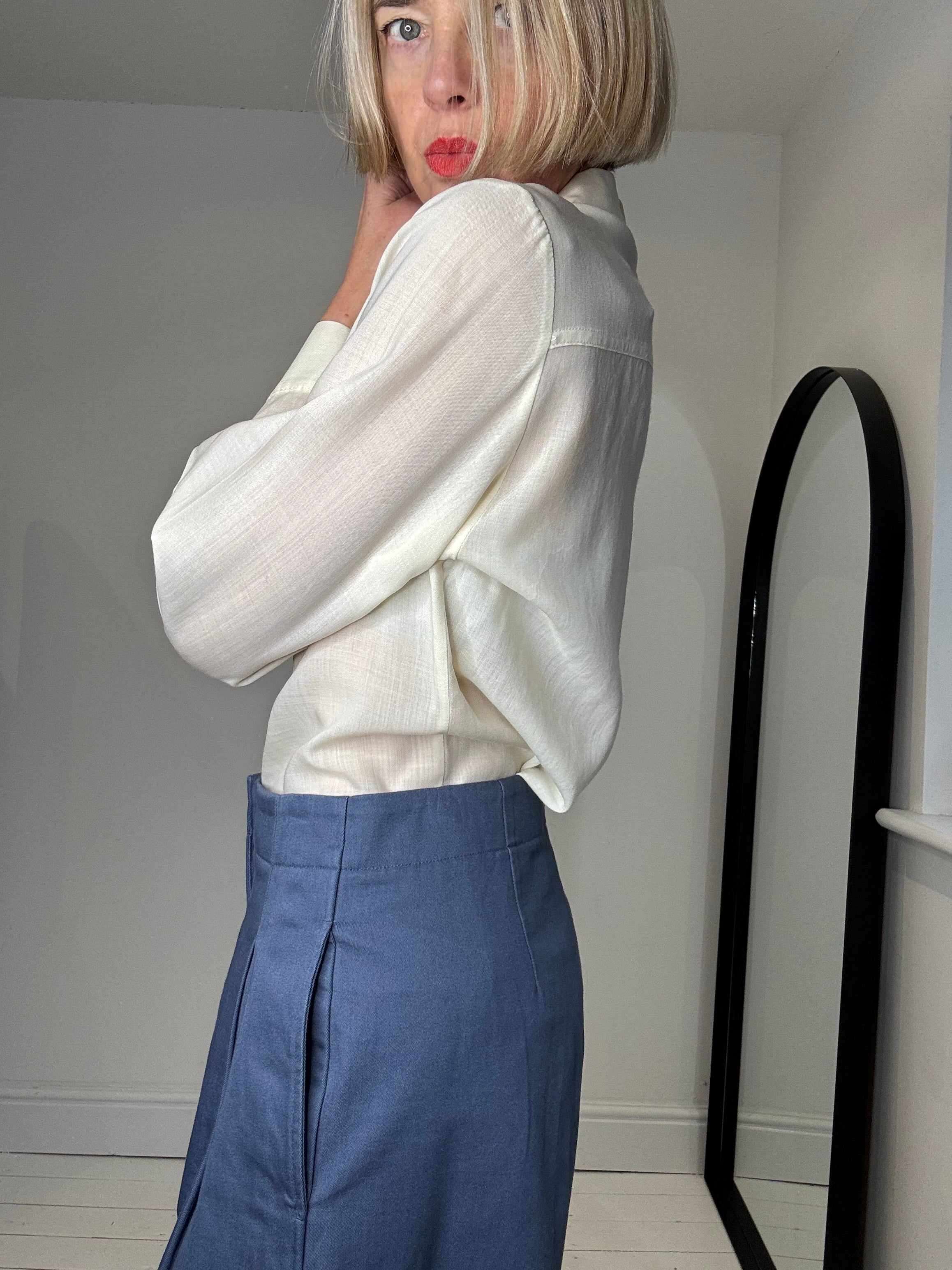 COS cotton twill barrel leg tailored trousers