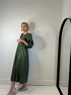 THE REGULAR WORKS linen quilted bib dress