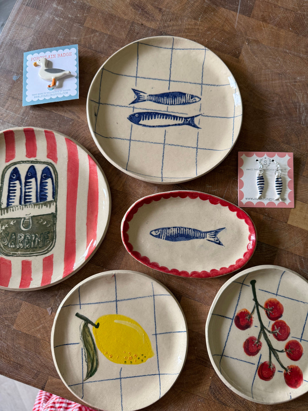 Ceramic Sardine Design Oval Dish