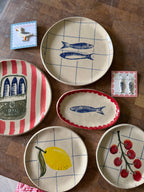 Ceramic Sardine Design Oval Dish