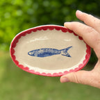 Ceramic Sardine Design Oval Dish
