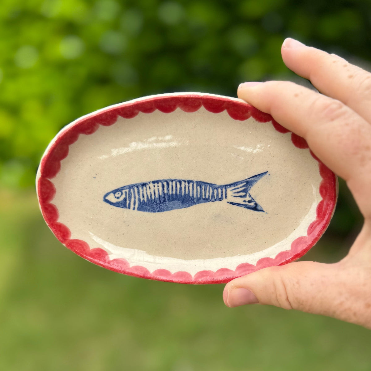 Ceramic Sardine Design Oval Dish